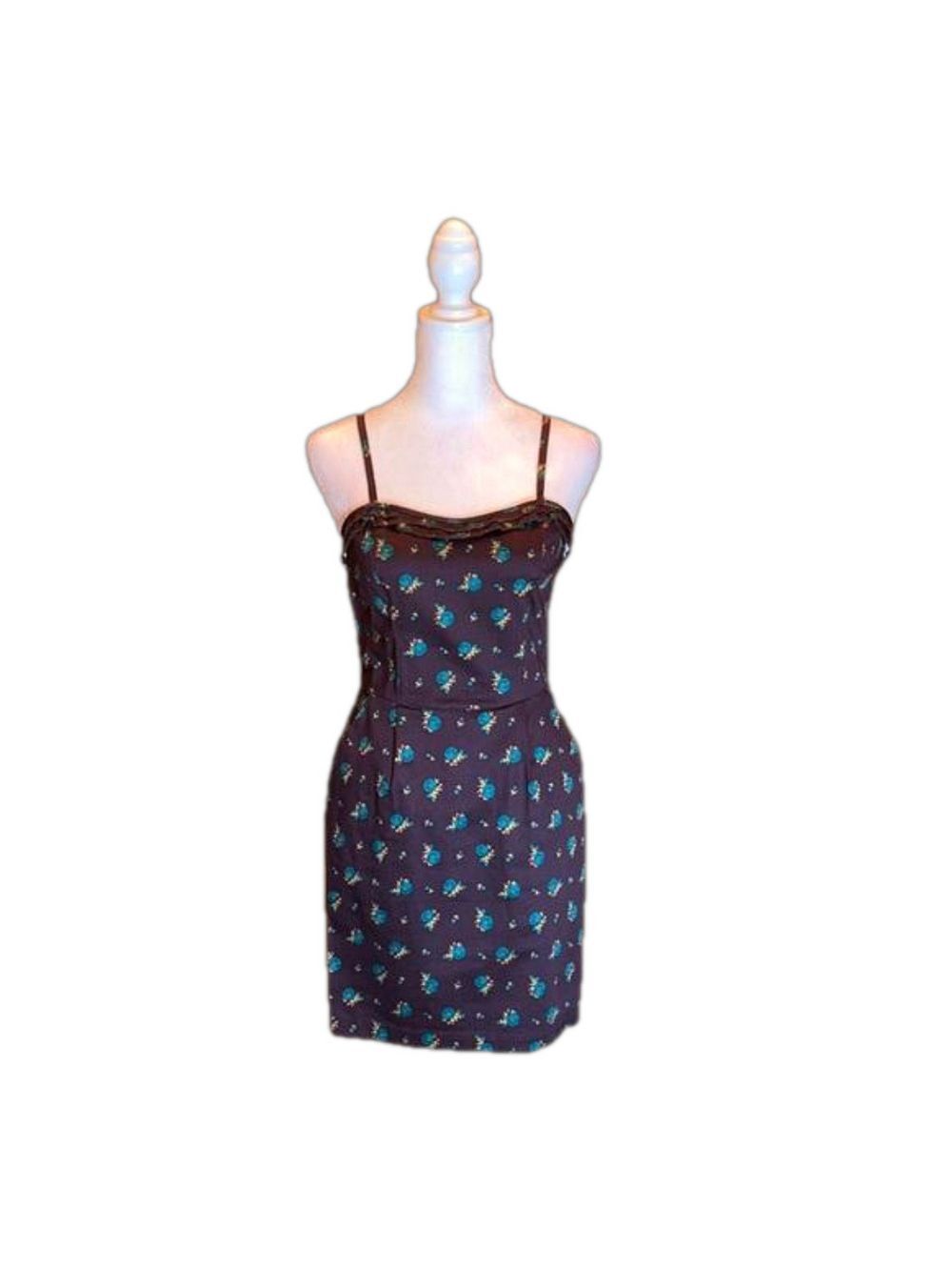 HERITAGE 1981 Eggplant Purple & Teal Floral Print Halter Summer Dress Size S